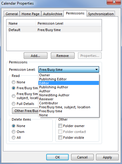 outlook for mac 2011 calendar permissions anonymous default