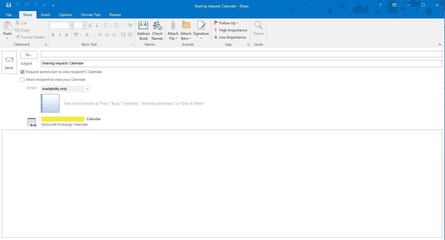 granting permission in outlook calendar