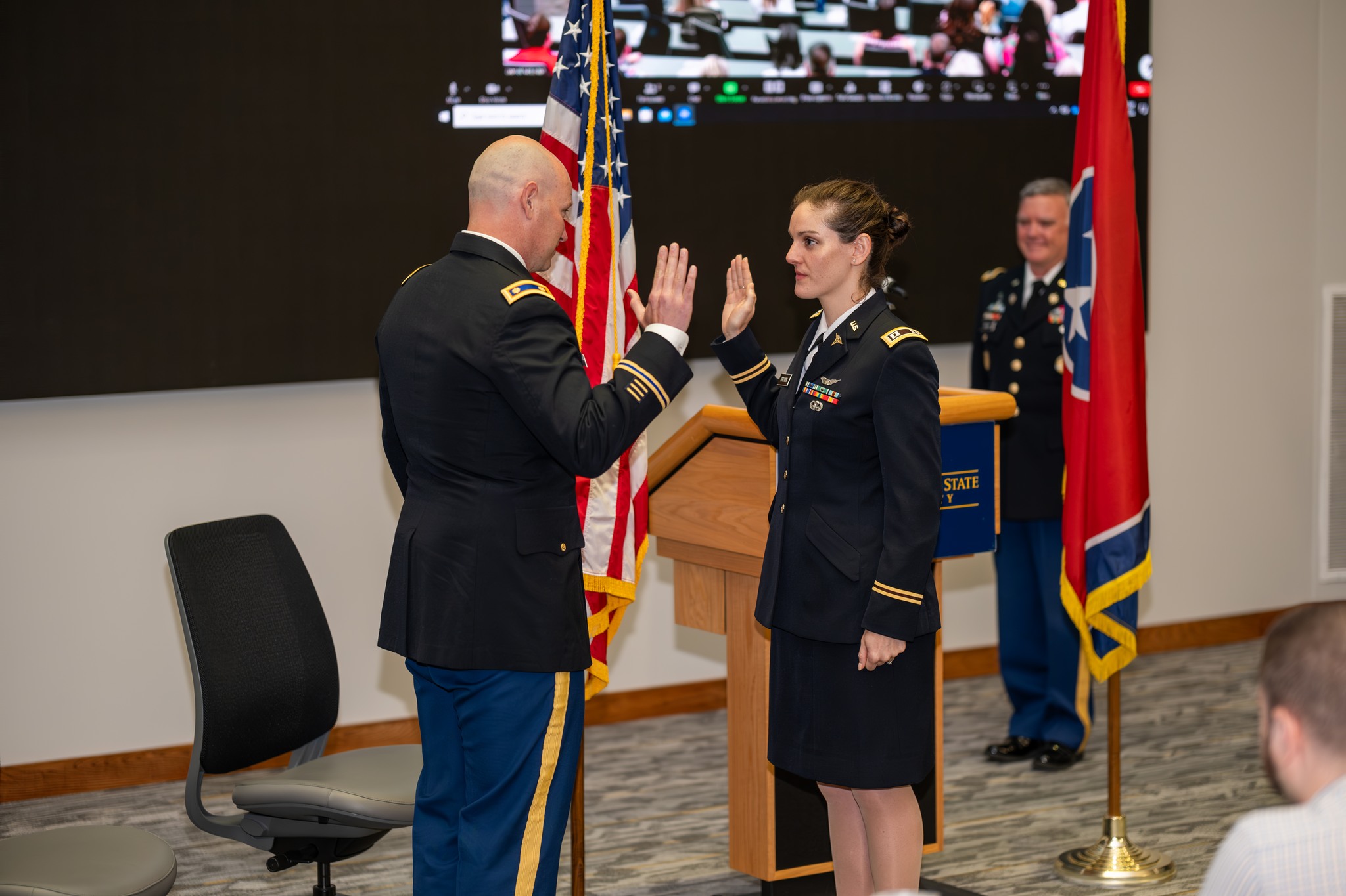 Dr. Cecelia Brown and her mentor at the Military Promotion Ceremony.