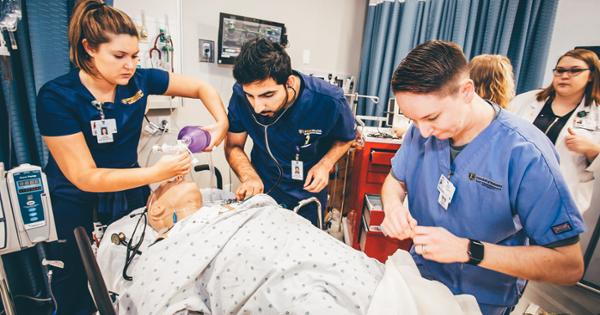A group of students collaborating together in the Interprofessional Education program at ETSU