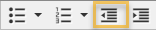 decrease indent icon