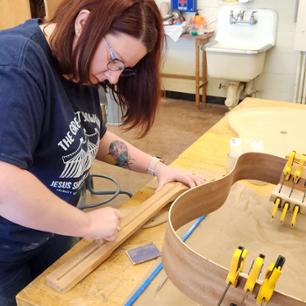 Student working in Guitar Workshop