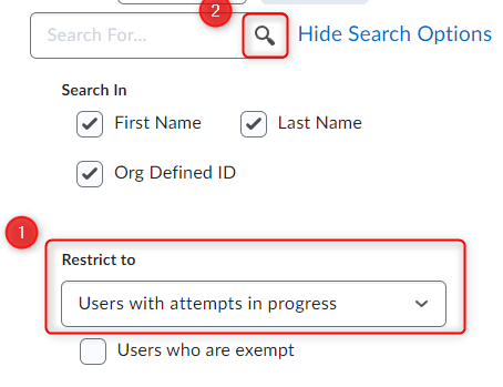 Image of the restrict to dropdown and the search for textbox