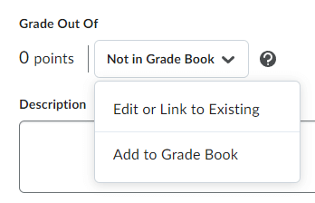 image on the grade out of grading options on the edit quiz page (not in grade book, edit or link to existing, and add to grade book)