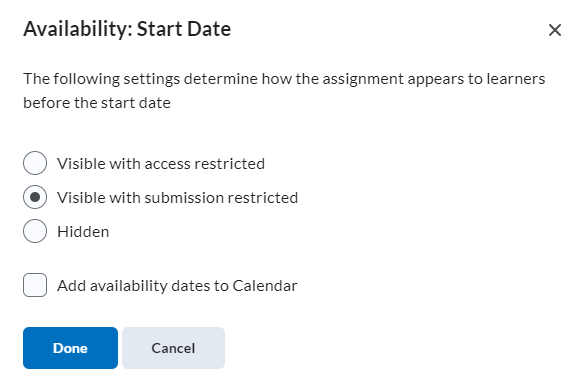 image of the availability options for a dropbox with start and end dates.