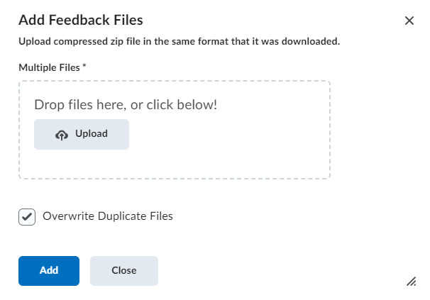 Image of the upload popup window with a zip file selected