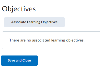 Image of the associate learning objectives button