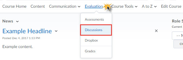 image of the discussions tool in the default course nav bar