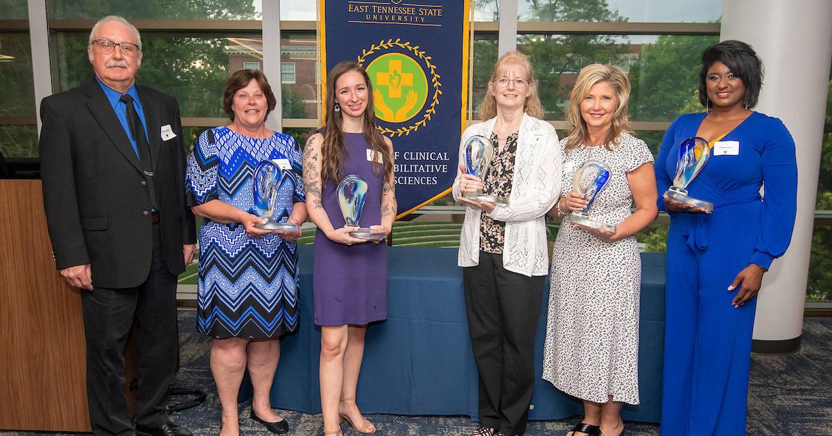 Group photo of 2021 ETSU College of Clinical and Rehabilitative Health Sciences Hall of Fame recipients