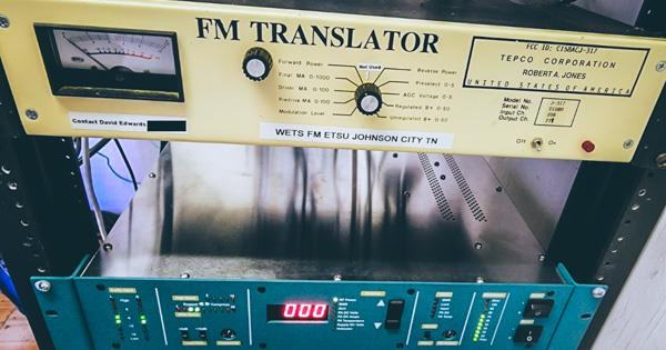 an FM translator machine on an equipment rack