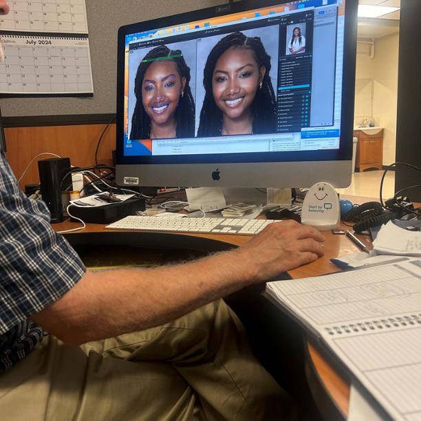 Trea'zur Cassidy visits the photo studio and learns how to edit her head shot.