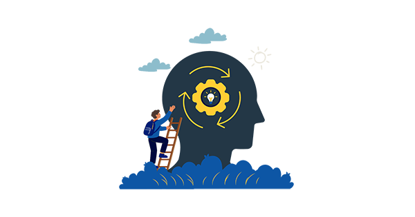 Illustration of three figures on upward arrows, looking through telescopes.