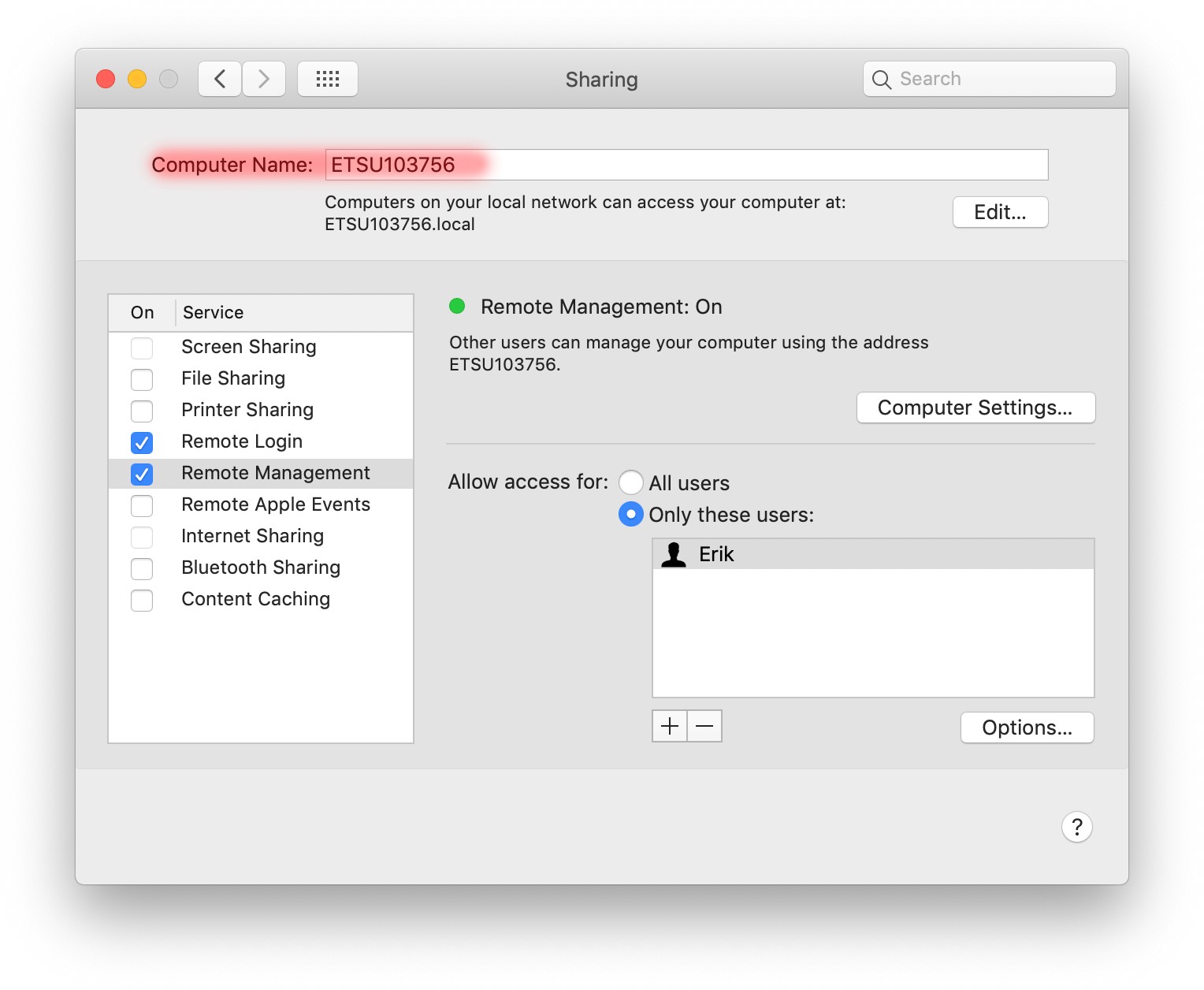 enable remote management on mac