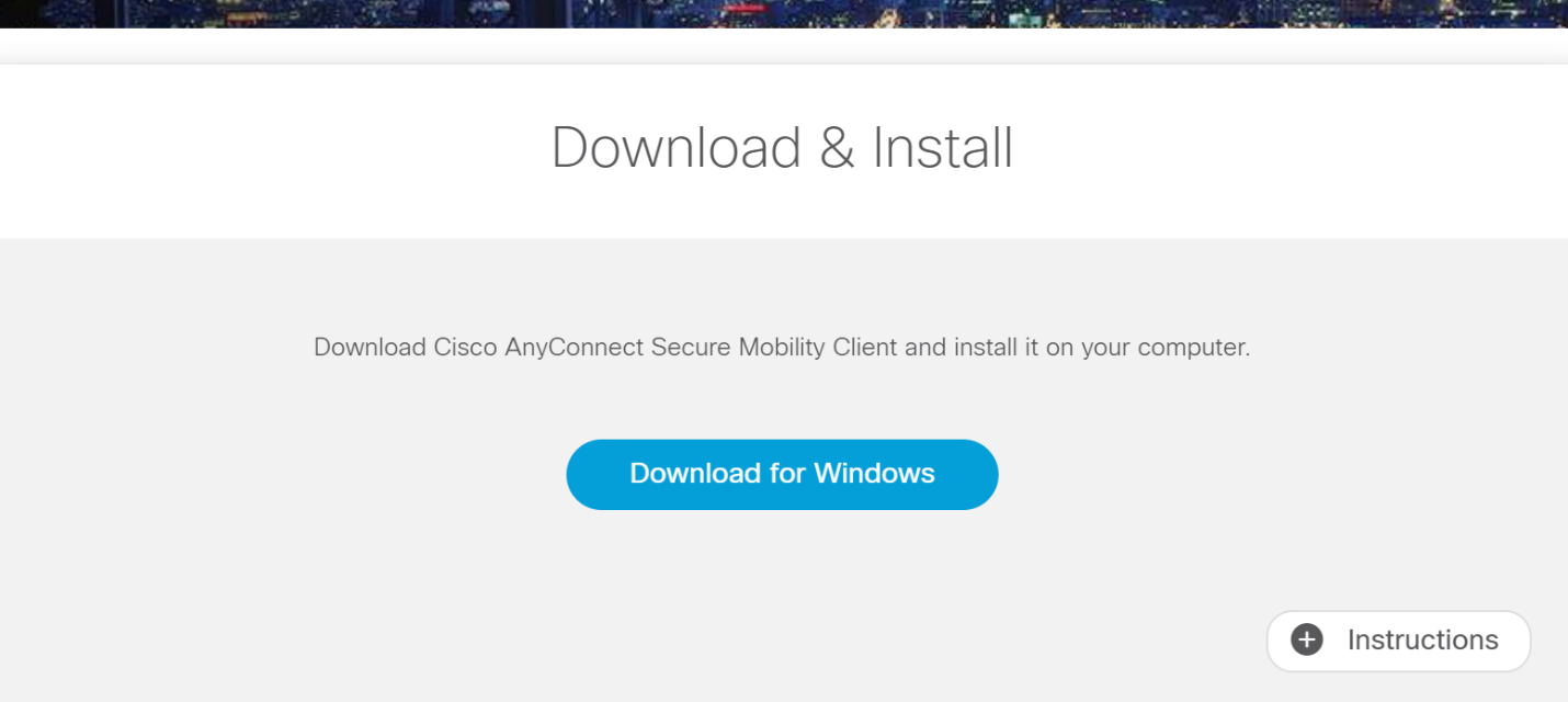 Option to download the cisco anyconnect software