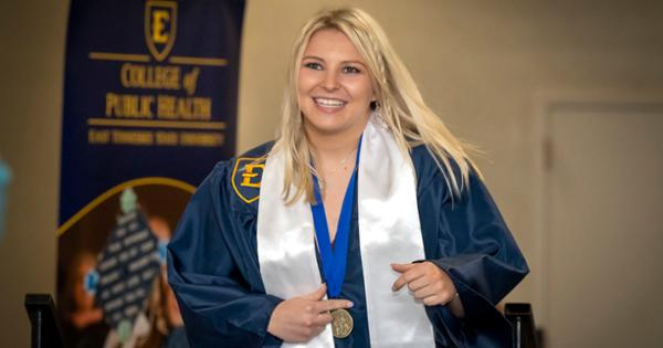 ETSU Public Health graduate during hooding ceremony