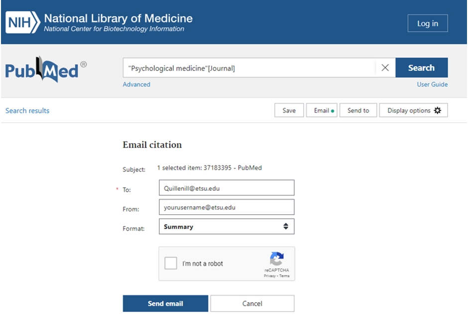 Pubmed to email