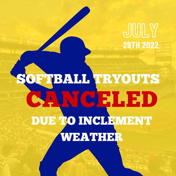 Softball Tryouts Cancelled