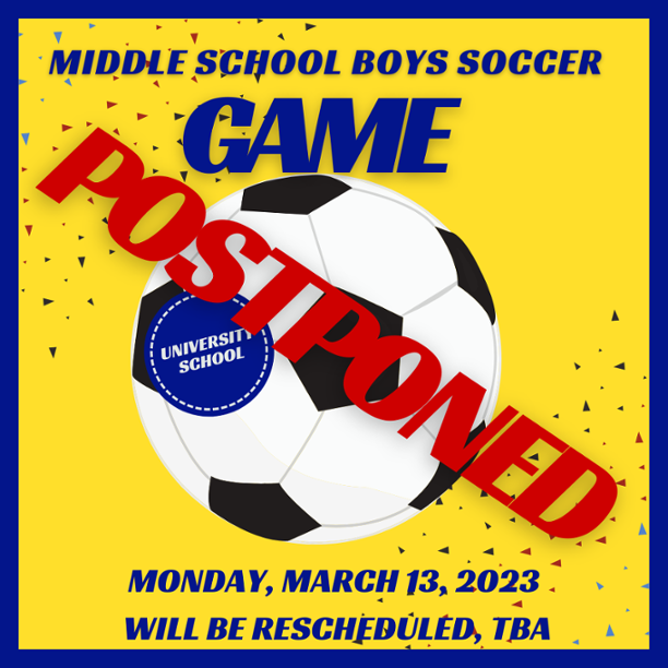 Middle School Boys Soccer Game Postponed