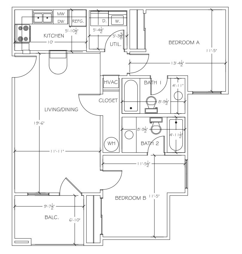Buc RIdge Phases 1 & 2, 2 Bedroom Floorplan