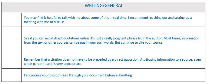 sample checklist